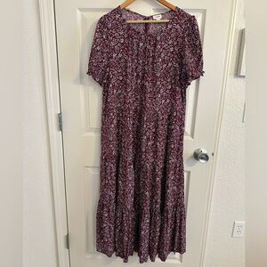 NWT J Crew Puff Sleeve Tiered Midi Dress